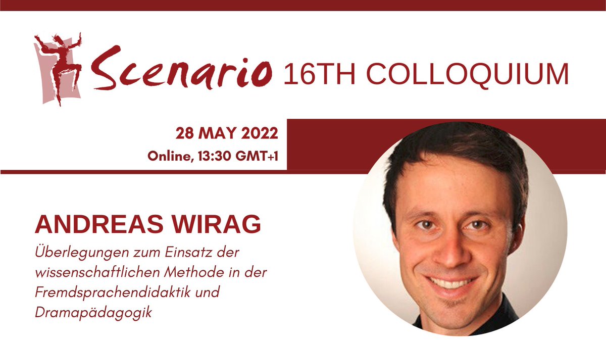 Dr. Andreas Wirag <a href="/uniGoettingen/">Uni Göttingen</a> wird im Rahmen unserer Online-Kolloquien seine "Überlegungen zum Einsatz der wissenschaftlichen Methode in der #Fremdsprachendidaktik und #Dramapädagogik" vorstellen und zur Diskussion stellen! Schnell noch registrieren: forms.gle/LLD7oL2ZZ3FtcF…