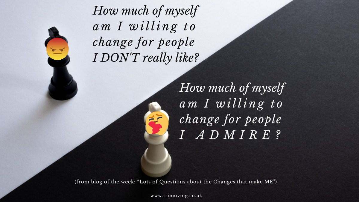 trimoving's tweet photo. How much of myself am I willing to change for people I don’t really like? How much of myself am I willing to change for people I admire?
From: https://t.co/C3QuRb6IdB
#blog #writer #writing #mentalhealth #motivation #questions #lotsofquestions #change #authenticme https://t.co/gjjLRppCkI