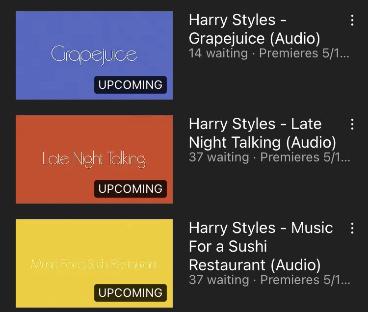 🚨| Premiers for the audio of all tracks on #HarrysHouse are now available on Harry’s YouTube!