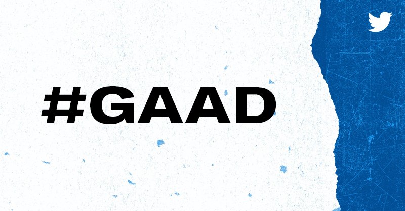 XA11y's tweet photo. Happy Global Accessibility Awareness Day (#GAAD)! Today, we’re going to tweet about ways to make your Tweets accessible. At 9:30 EDT, we're hosting a Space to intro the team and chat about our work.
Follow along at #TwitterGAAD22 and use this image to celebrate #GAAD2022. https://t.co/r3kmYFHT83