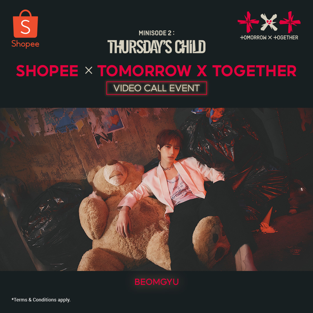 ShopeeMY's tweet photo. 💔 BEOMGYU 😈 

Join @TXT_bighit's video call event by getting their latest EP, 'minisode 2: Thursday's Child' here 💿: https://t.co/GTvT1GZD7G

*T&amp;Cs apply.

#BEOMGYU #ShopeexTOMORROW_X_TOGETHER #minisode2 #Thursdays_Child #ShopeeMYxTOMORROW_X_TOGETHER #TOMORROW_X_TOGETHER https://t.co/R7ST0mOELl