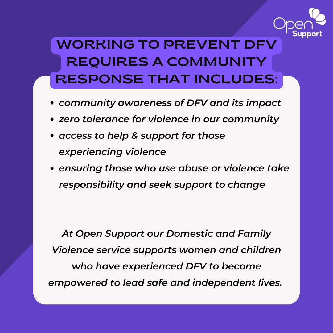 OpenSupport_SVC's tweet image. Prevention plays a central role in efforts to eradicate and remove the root causes of domestic and family violence. Here is how Open Support is playing our part in addressing DFV prevention….
