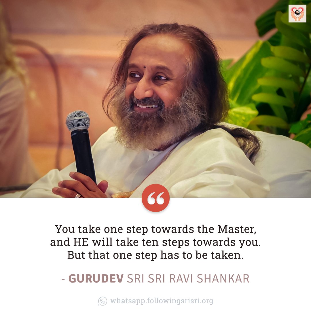 FollowingSriSri's tweet photo. You take one step towards the Master, and HE will take ten steps towards you. But that one step has to be taken. - Gurudev @SriSri 

#WisdomCookies https://t.co/Ty2MwjGzja