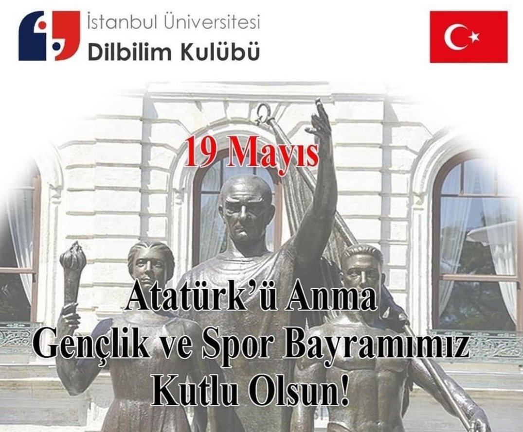 Atamızın açtığı yolda, gösterdiği hedefe durmadan yürüyeceğimize ant içeriz! 
#iüdilbilimkulübü #iü #iüdilbilim #istanbulüniversitesi #istanbulüniversitesidilbilimkulübü #19mayıs #19mayısatatürküanmagençlikvesporbayramı #kutluolsun #gençlikvesporbayramı