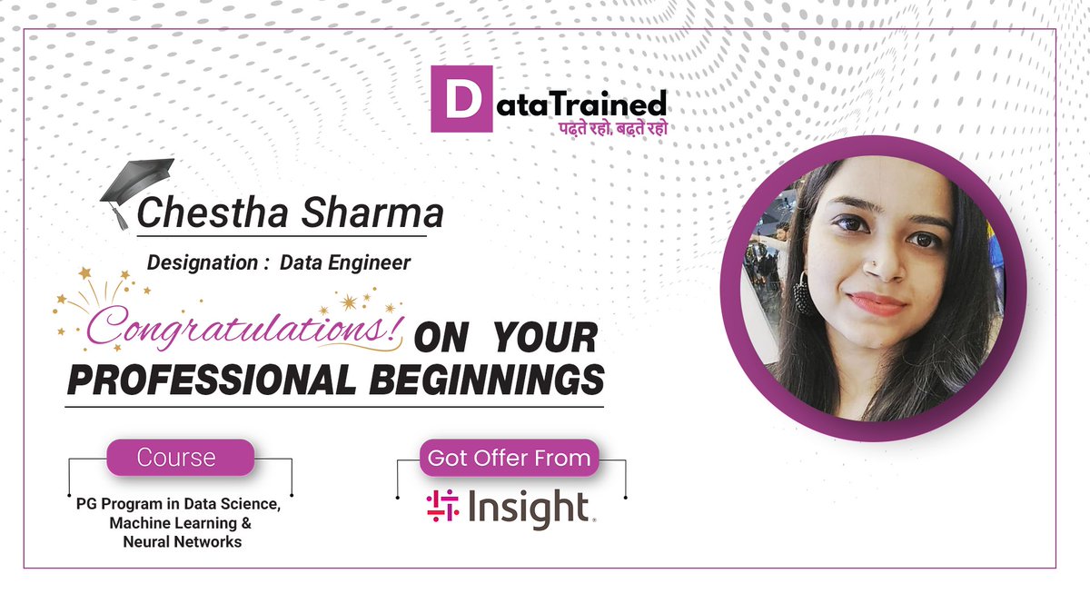 data_trained's tweet image. 🤝𝐂𝐨𝐧𝐠𝐫𝐚𝐭𝐬 𝐂𝐡𝐞𝐬𝐭𝐡𝐚 𝐒𝐡𝐚𝐫𝐦𝐚 𝐨𝐧 𝐲𝐨𝐮𝐫 𝐧𝐞𝐰 𝐣𝐨𝐛 !!
😊You earned it and it's great to see that your effort finally paid off !!
𝐄𝐧𝐫𝐨𝐥𝐥 𝐢𝐧 𝐃𝐚𝐭𝐚 𝐒𝐜𝐢𝐞𝐧𝐜𝐞 𝐂𝐨𝐮𝐫𝐬𝐞
:bit.ly/3mzPrpd
#DataTrainedplacement