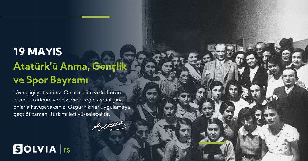 RsSolvia's tweet photo. ‘’Gençliği yetiştiriniz. Onlara bilim ve kültürün olumlu fikirlerini veriniz. Geleceğin aydınlığına onlarla kavuşacaksınız. Özgür fikirler uygulamaya geçtiği zaman, Türk milleti yükselecektir.’’ Mustafa Kemal Atatürk 

19 Mayıs Atatürk’ü Anma, Gençlik ve Spor Bayramı kutlu olsun! https://t.co/JotSr1QYZZ