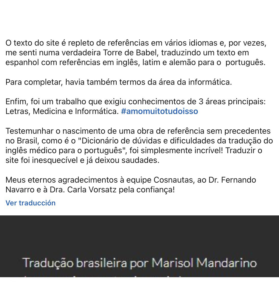 navarrotradmed's tweet photo. La versión portuguesa de la cibersede cosnáutica es obra de @marisolmandarin🇧🇷. En LinkedIn explica de forma muy elocuente la ilusión y el amor por las palabras que compartimos todos cuantos colaboramos en el proyecto de @cosnautas.
➡️https://t.co/EnUT1yUDTZ https://t.co/dTaO3cSDGI