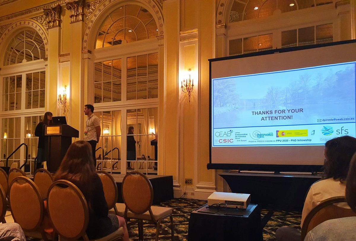 PinedaaDavid's tweet photo. First time at a congress! We presented some results of the #FluvialPremoval project of #CEAB in the Amway Grand Plaza in Grand Rapids. What a good experience to participate in #JASM22. Thanks to @BenthosNews for giving me the opportunity to come here with their Endowment Awards! https://t.co/n1AOS7ztJn