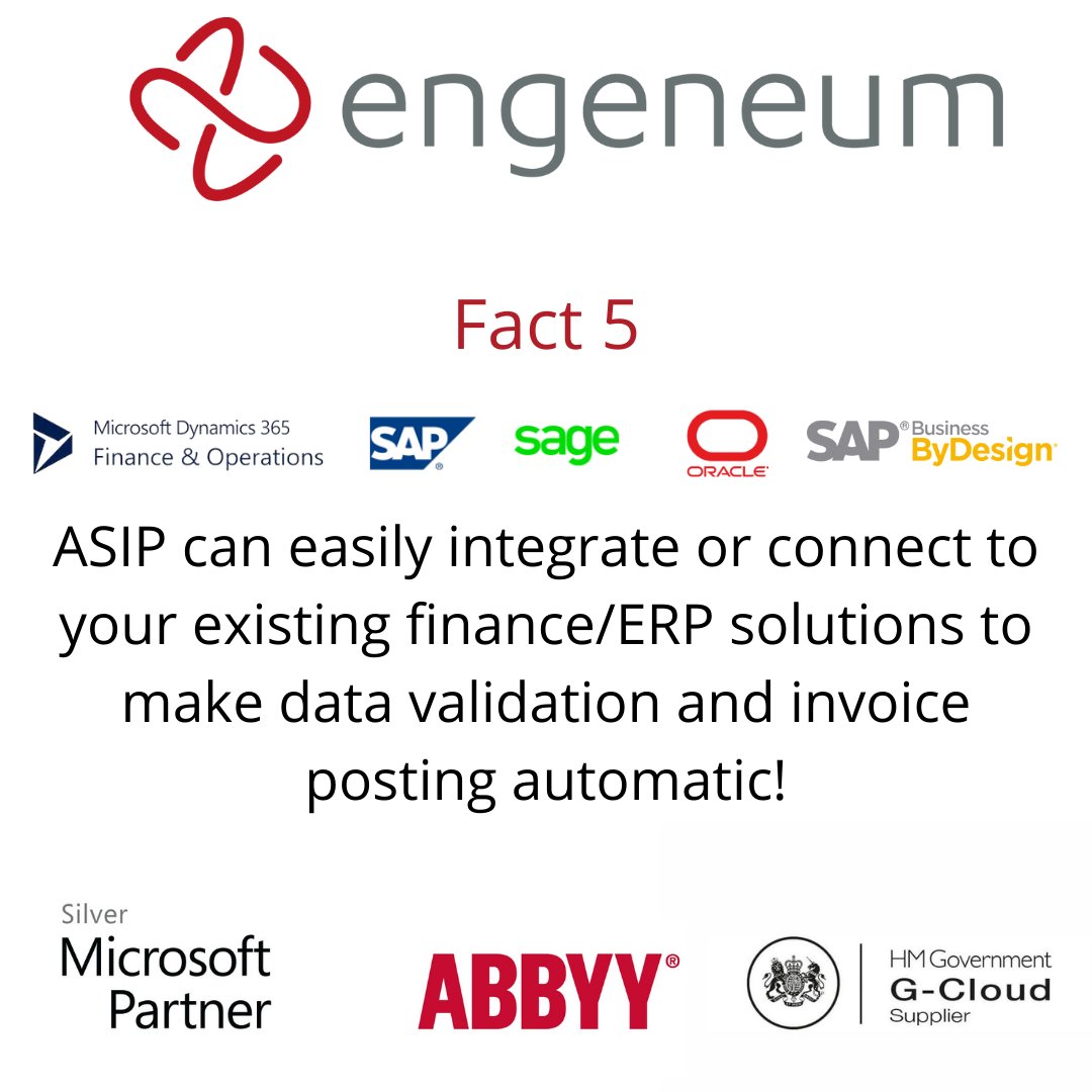 🤓 Here is our final fact in our series of short educational facts about how “Automated Supplier Invoice Processing” (ASIP) can help your business, specifically your finance team.

Curious to find out how? Get in touch ️🤙🏽

#sage #oracle #microsoftdynamics #sapbusinessbydesign