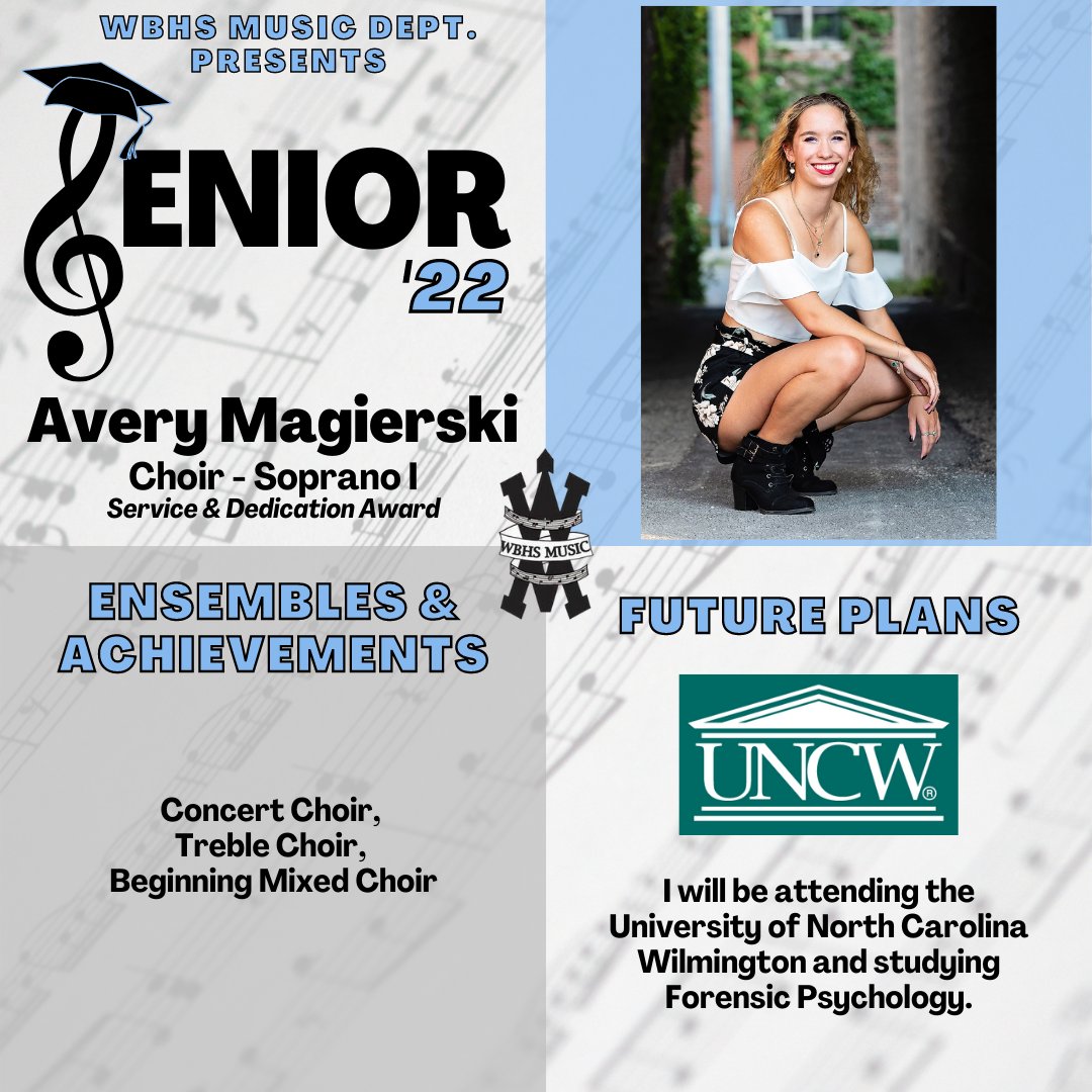 We're so proud of our 2022 Music Department Seniors! 💙🎶 Congratulations, Avery!! 🎓🎉