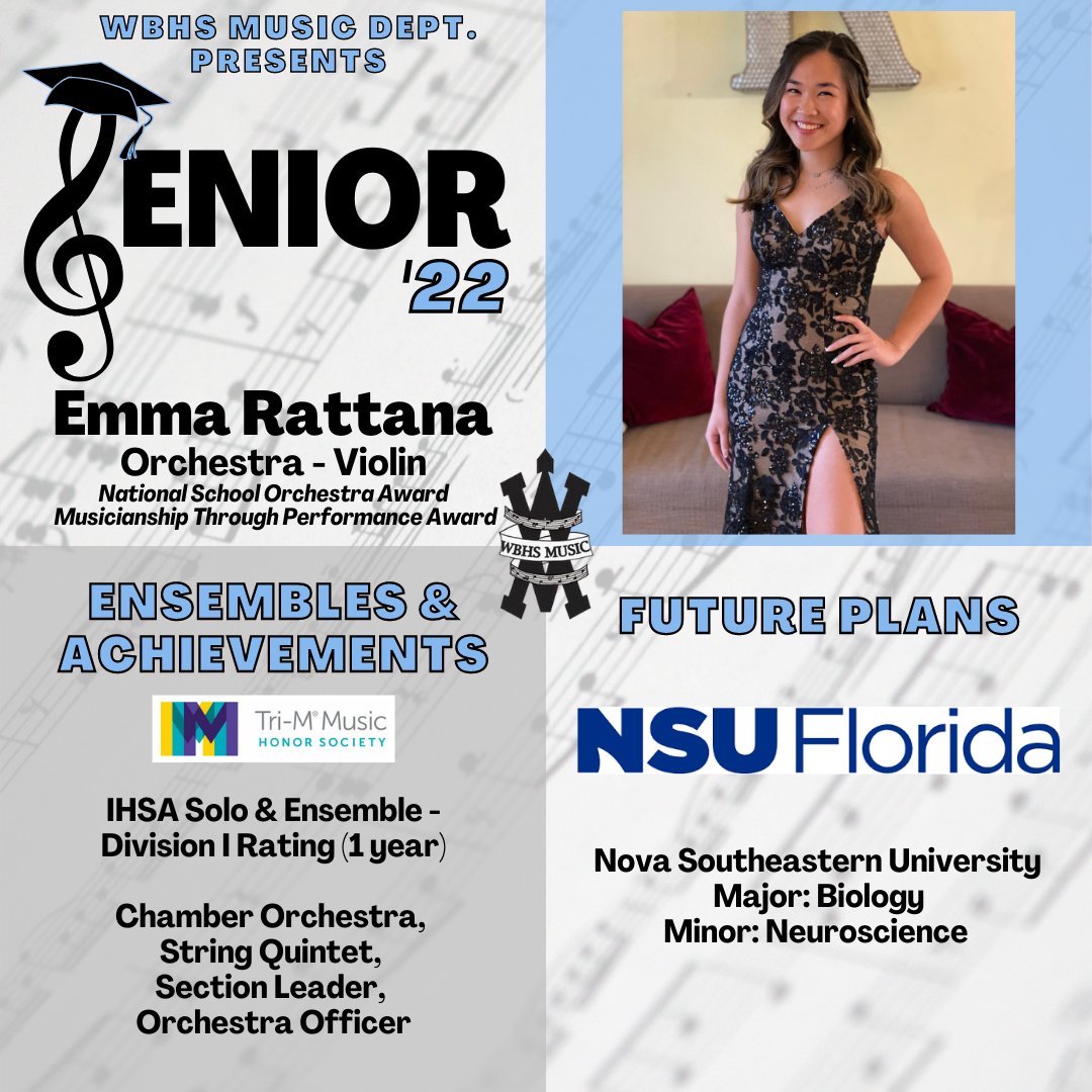 We're so proud of our 2022 Music Department Seniors! 💙🎶 Congratulations, Emma!! 🎓🎉