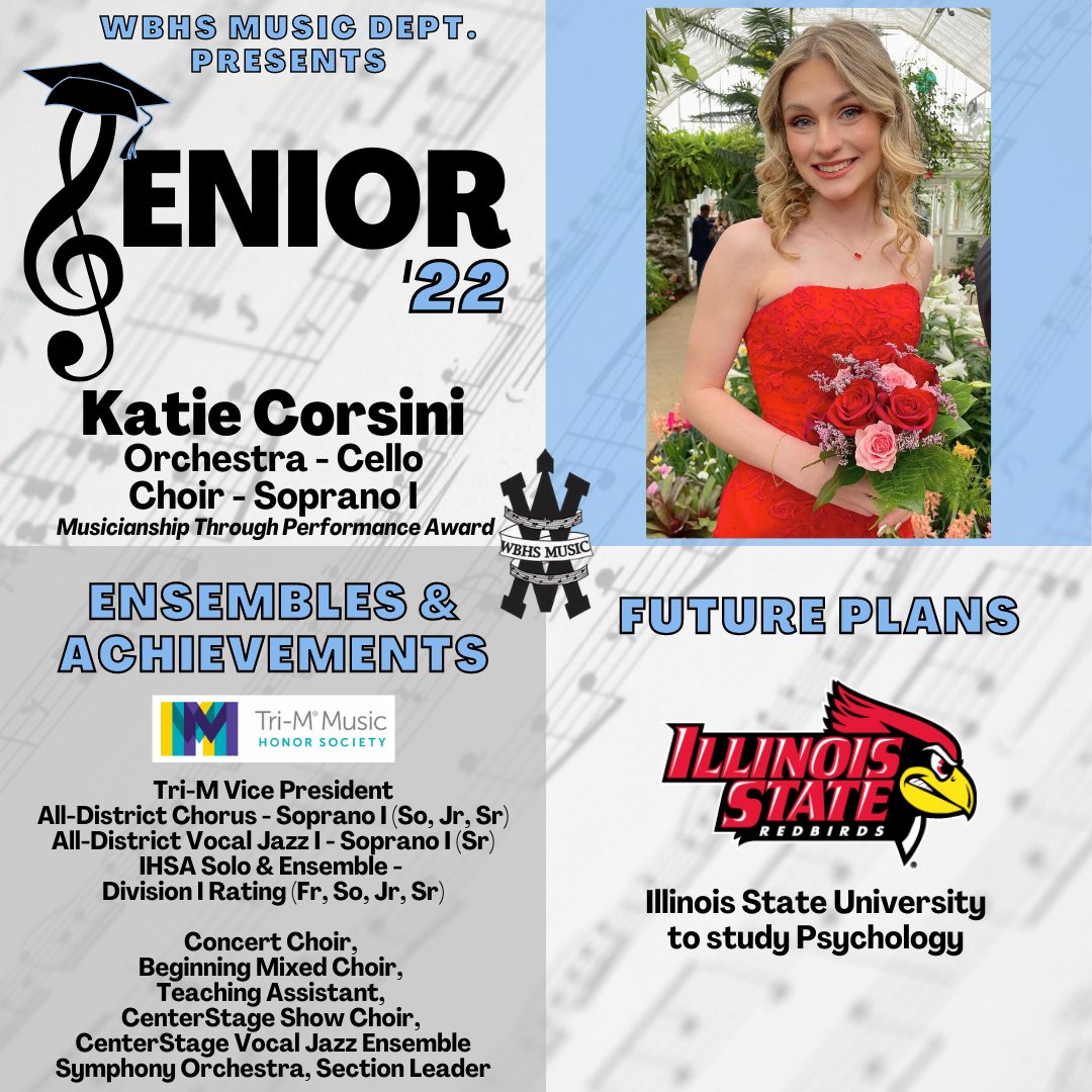 We're so proud of our 2022 Music Department Seniors! 💙🎶 Congratulations, Katie!! 🎓🎉