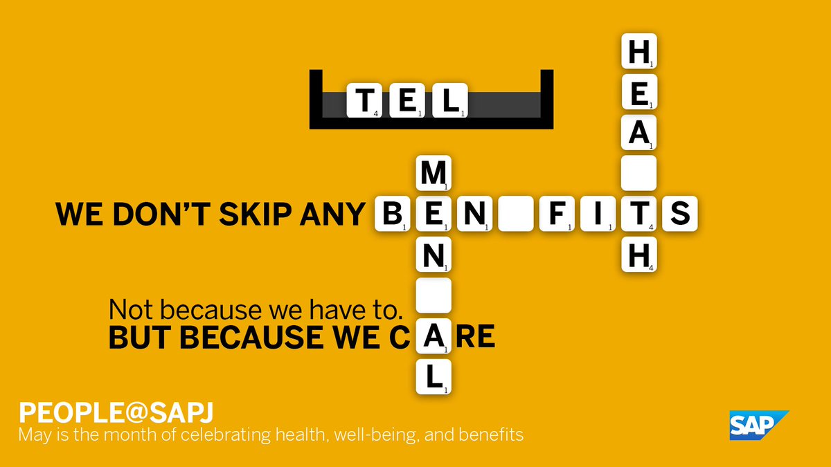 May is the month of celebrating health, well-being and benefits at <a href="/SAP/">SAP</a>. 🥳 This is why on May 31, we are observing Global Mental Health Day at SAP and everyone has a day off. 🗓 #Lifeatsap #bestplacetowork #benefits #mentalhealth #globalmentalhealthday