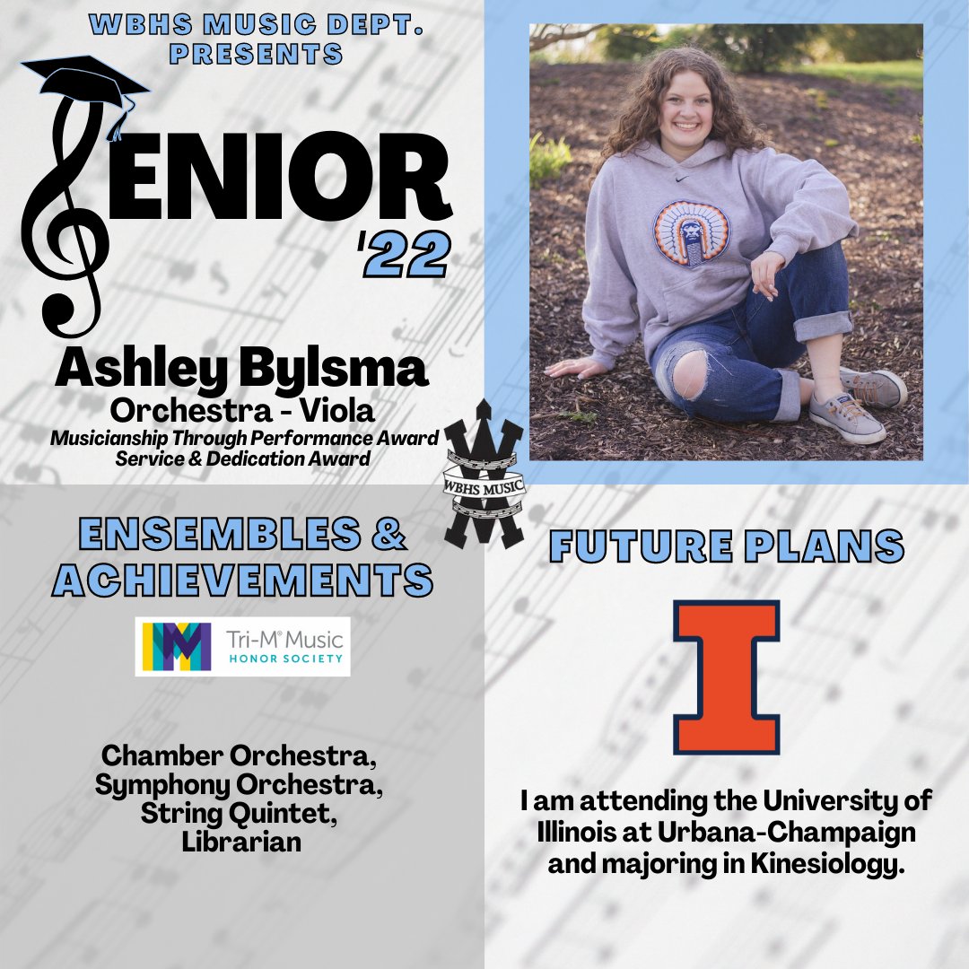 We're so proud of our 2022 Music Department Seniors! 💙🎶 Congratulations, Ashley!! 🎓🎉