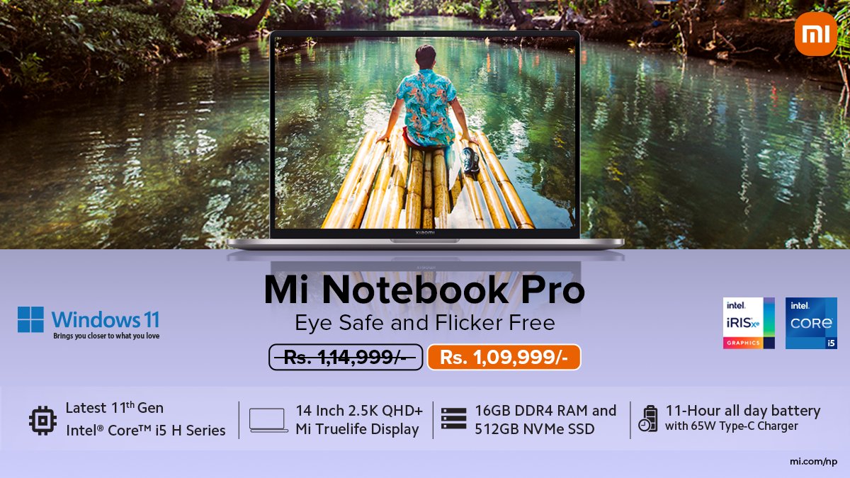 XiaomiNepal's tweet photo. #MiNotebookPro is carefully designed to ensure it is Eye Safe and Flicker Free made possible with the advanced Mi TrueLife Display technology.

Get yours at all Xiaomi authorized stores across Nepal.
#XiaomiNepal https://t.co/lnKCAD70la