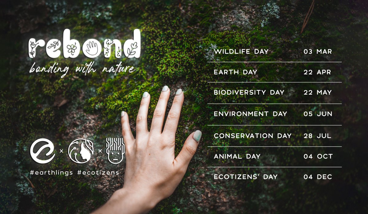 REBOND WITH NATURE
Let's rekindle our nature connectedness, reconnect with nature, union with nature.

#rebond #bondingwithnature #earthlings #ecotizens #wenatr #earthday #biodiversityday #environmentday #animalday #conservationday #wildlifeday #ecotizenshipday