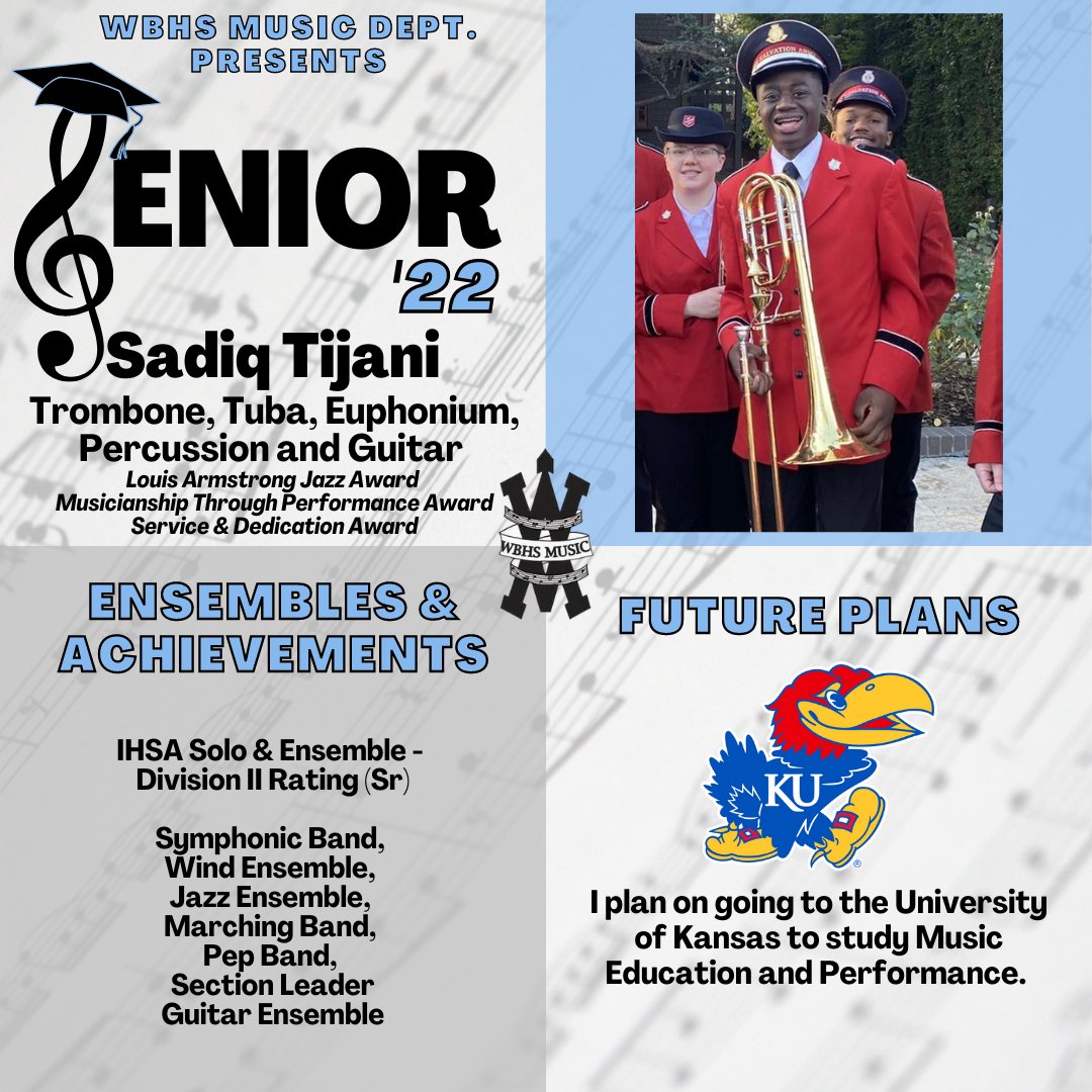 We're so proud of our 2022 Music Department Seniors! 💙🎶 Congratulations, Sadiq!! 🎓🎉