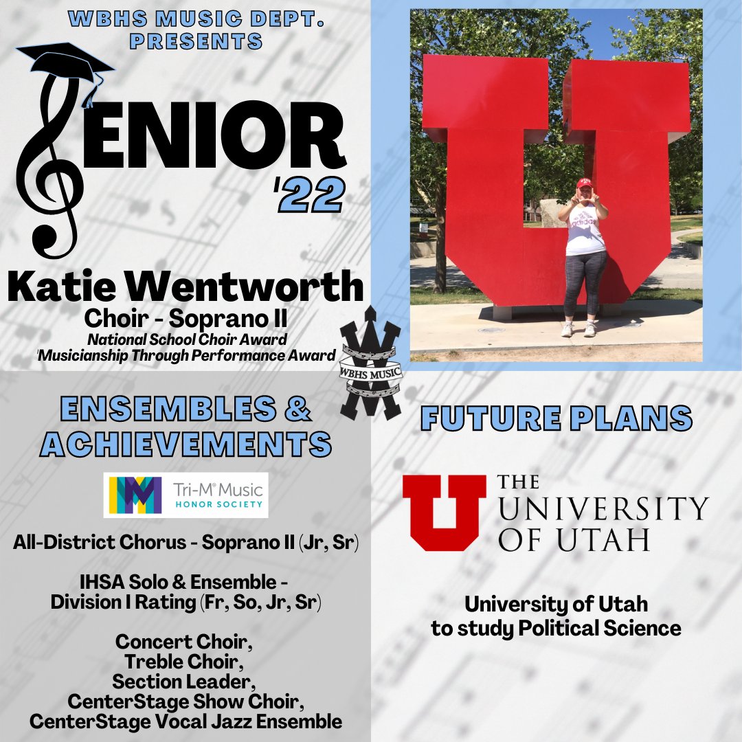 We're so proud of our 2022 Music Department Seniors! 💙🎶 Congratulations, Katie!! 🎓🎉