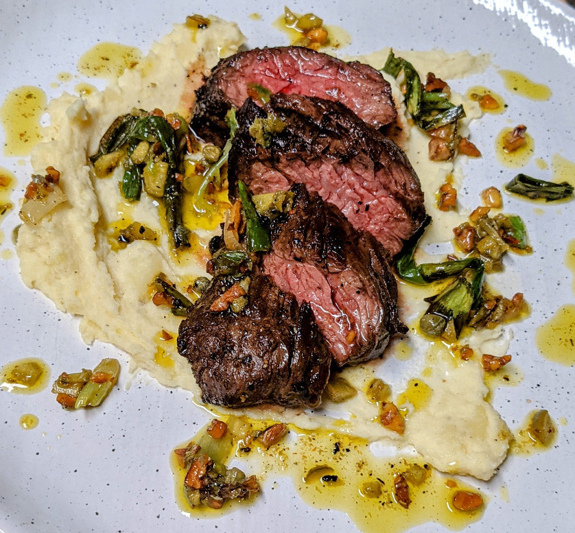 Sometimes @whatscurtiscooking pops open a beer and grills up a #BoydFarmsFresh steak without a plan. 

Sometimes he finds a recipe in <a href="/bonappetitmag/">bonappetitmag</a> and gets all fancy with our @Flcattleranchers hanger steak and a charred scallion walnut sauce.

This is the latter.