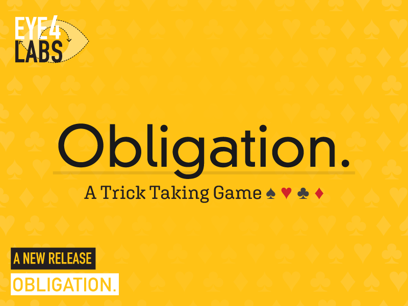Eye4Games's tweet photo. The latest game from the #Eye4Labs initiative: "Obligation." Trick taking games are a vast ocean of gaming possibility, and we've just released our own!

https://t.co/ly5GEEd1MP https://t.co/cOxP5p5sqj