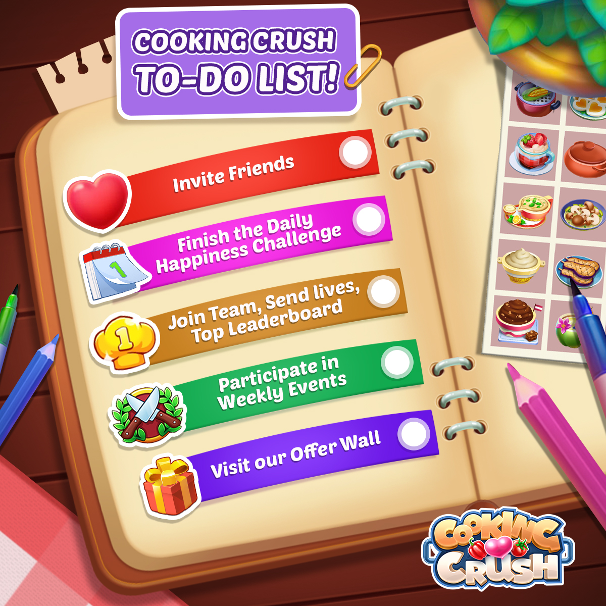 FlowmotionGames's tweet image. Hello Chefs! 
The weekend is coming 🗓️ and it is time to play #CookingCrush 📲  smarturl.it/CCupdate 
Did we miss anything on our list? 🤔 Let us know what’s on your to-do list in the game?  😎

#delicious  #cooking #cookinggame