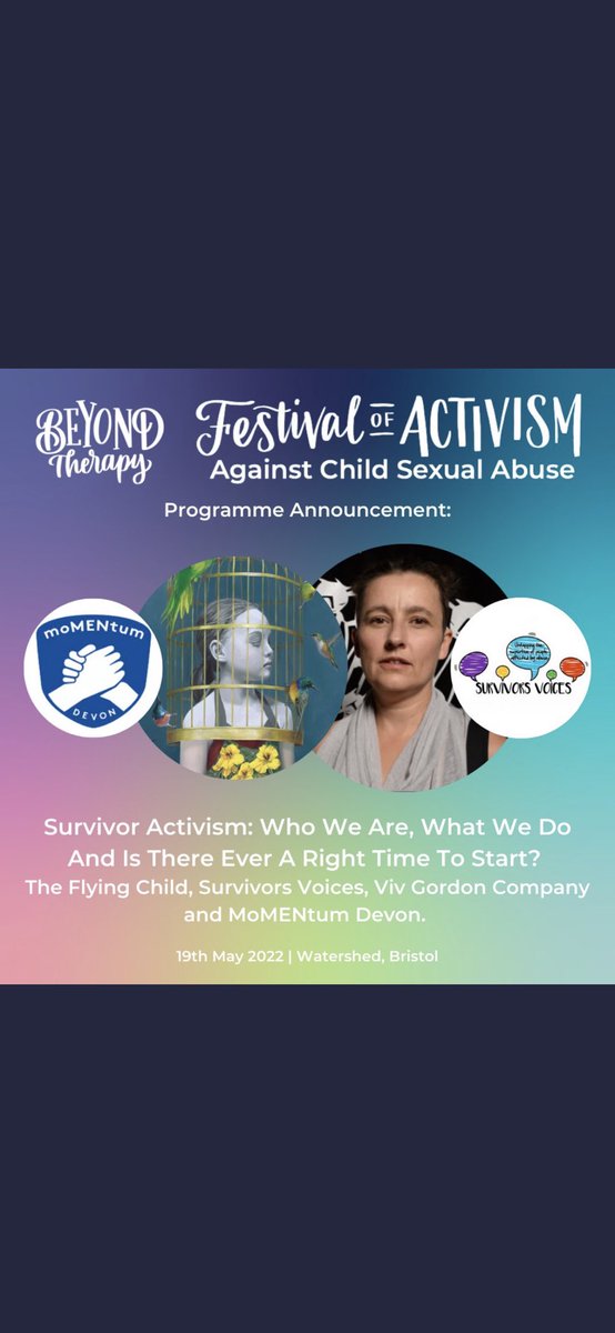 Good luck to @flying_project and everyone taking part in the panel today. A role model to other survivors, me, our children…I couldn’t be prouder of what you have achieved in such a short time. I’m certain today will be amazing! #csa #beyondtherapy #FestivalOfActivism