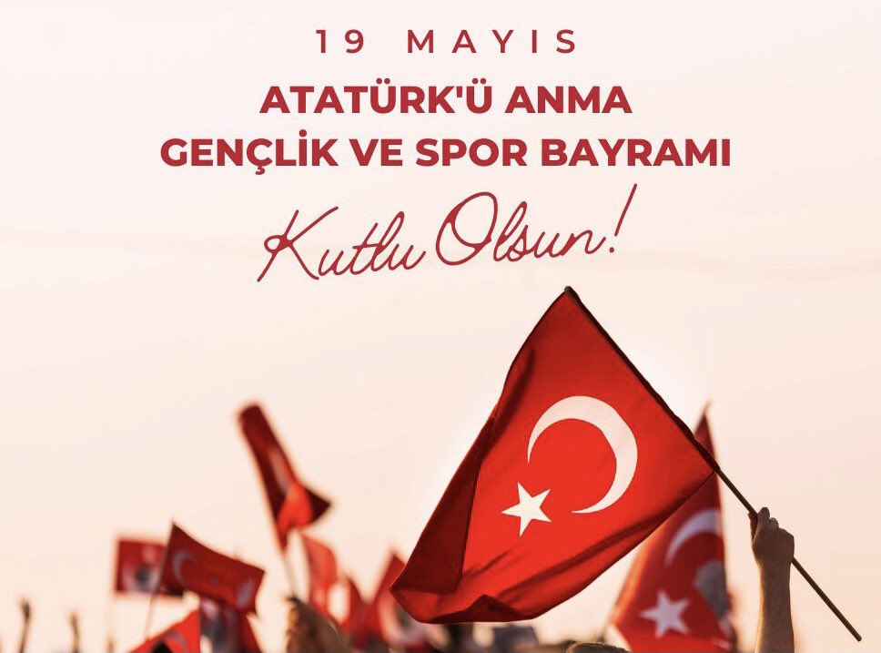 19 Mayıs Atatürk'ü Anma, Gençlik ve Spor Bayramımız Kutlu Olsun!

#19MayısGenclikveSporBayramı 🇹🇷