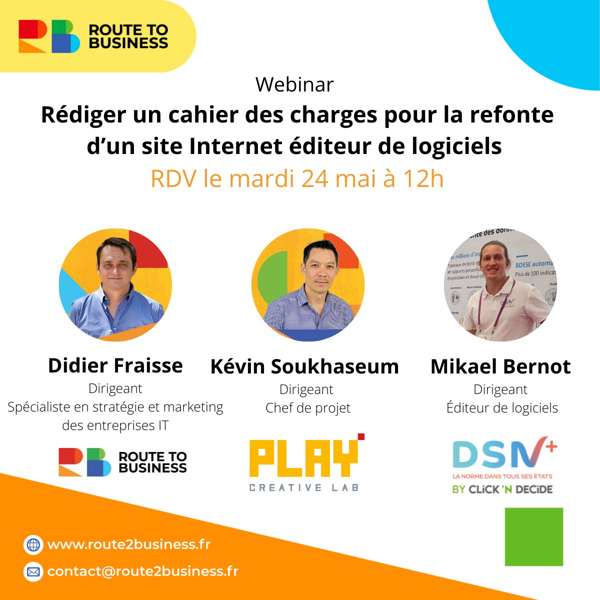 [Webinar] 

Editeurs de logiciels, savez-vous comment rédiger un cahier des charges pour la refonte d’un site Internet éditeur de logiciels ?

Inscrivez-vous : us02web.zoom.us/webinar/regist…

#Webinar #GénérationDeLeads #EditeursDeLogiciels