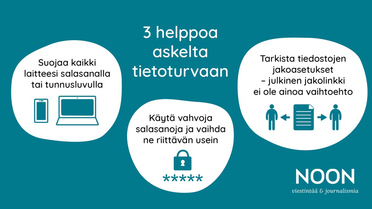 Tietoturvasta huolehtiminen on yksi keskeisimpiä digitaitoja. Tässä tärppimme! #Digitaitoviikko #Tietoturvavinkit #Tietoturva