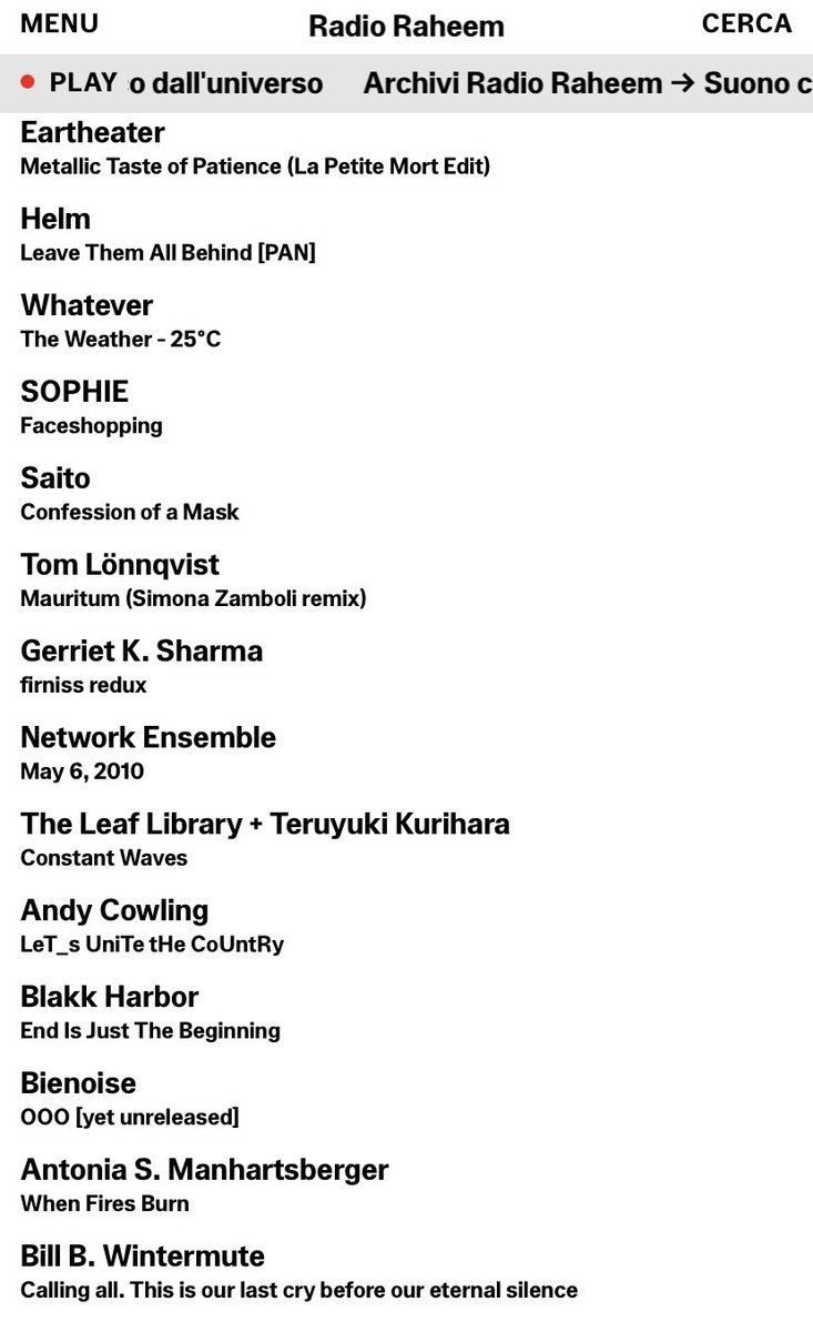 Tracklist out now! Check it out <a href="/RadioraheemMi/">Radio Raheem Milano</a> website 💫 #radioshow #triennaledimilano #themissingear #tme