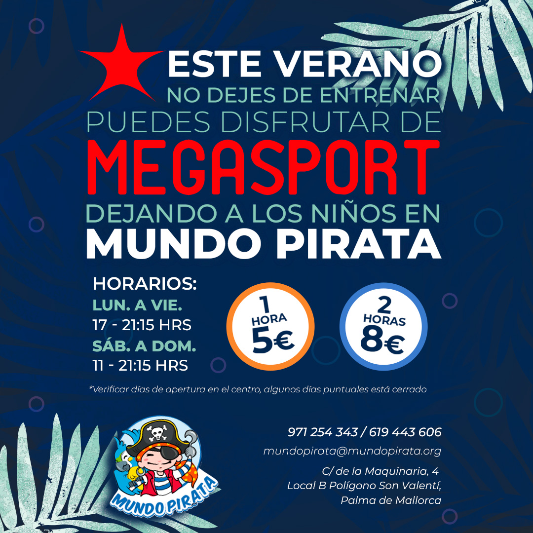 MegaSport's tweet photo. ¡Qué alegría equipo!
Este verano no dejes de entrenar, deja a los niños divirtiéndose en Mundo Pirata y ven a disfrutar de tu clase 
👉Lunes a viernes de 17 a 21:15hrs  - Sábados a domingo de 11 a 21:15hrs
“Un estilo de vida” 💪
@MegaSport by @grupocursach
#Gimnasio, #padel #spa https://t.co/IfzxDoZp21