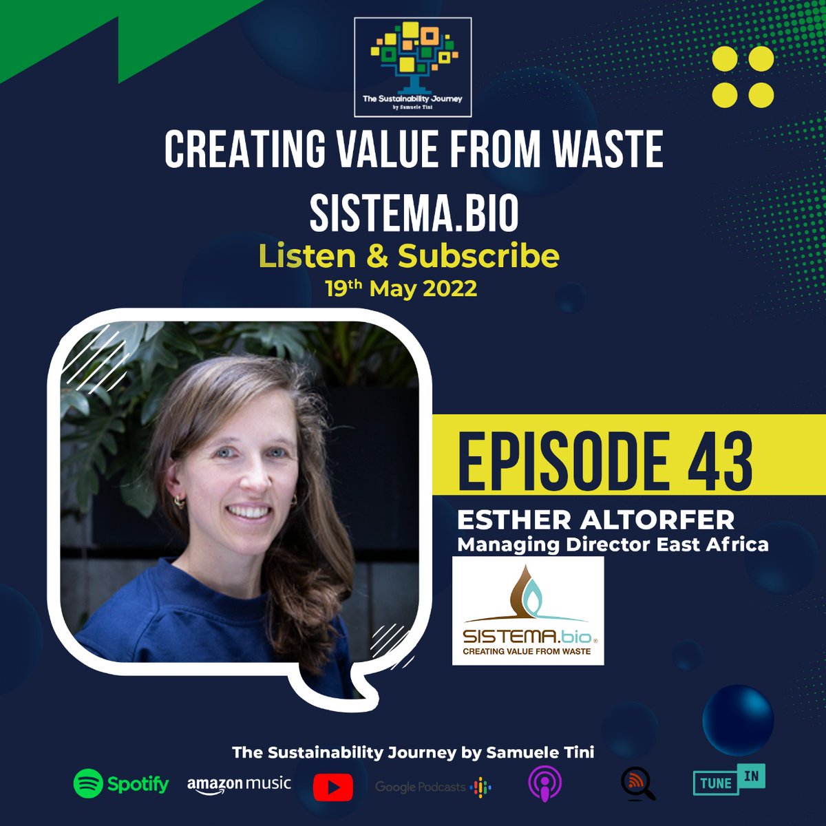 Value from waste?? Learn how with Esther Altorfer, Managing Director East Africa of @SistemaBiobolsa @sistema_bio a certified B Corp! Listen here sustainabilityjourney.podbean.com Listen, comment and share! #bcorp #wastemanagement #innovation #sustainability #climatechange #impact