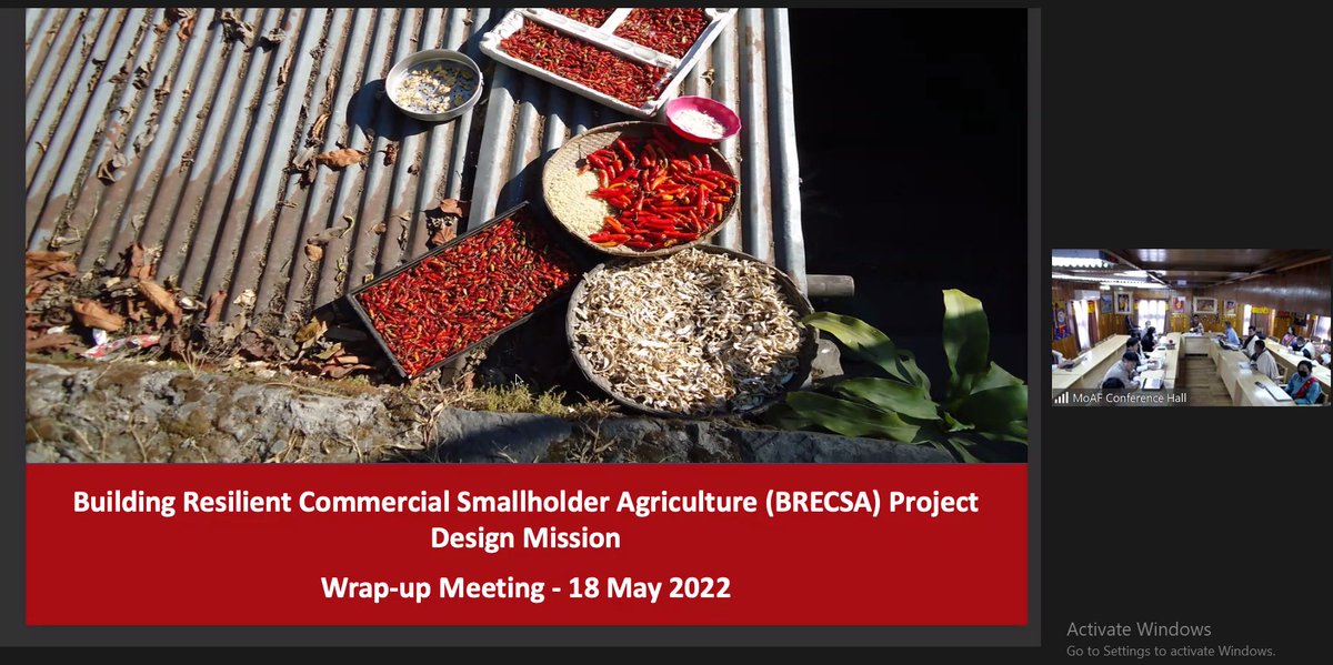 WFP_Bhutan's tweet photo. The @WFP & @IFAD presented the Building Resilient Commercial Smallholder Agriculture #BRECSA aide-mémoire to @moafbhutan yesterday following stakeholder consultations. The @GAFSPfund supported project will kickoff early 2023.
#FoodSystems
#agriculture https://t.co/a0m3VgmrhN