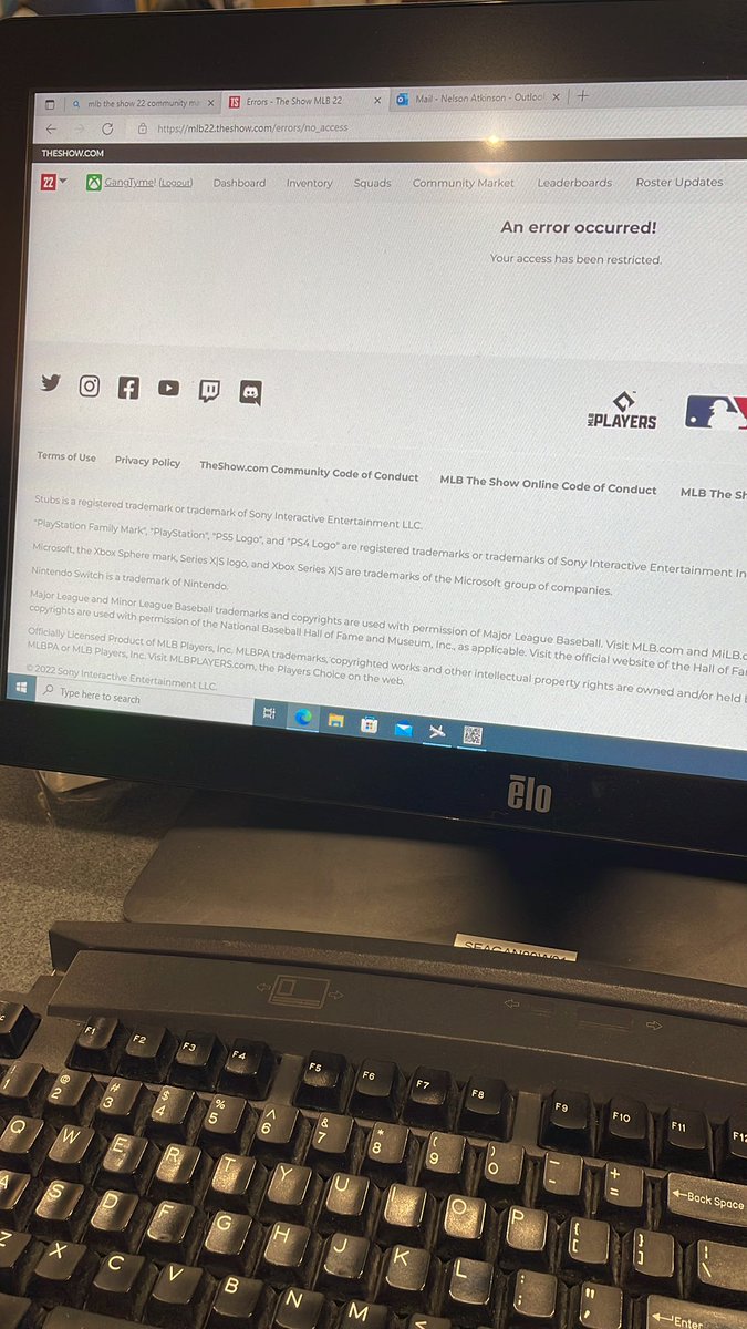 Natkinson13's tweet photo. @MLBTheShow ummmm did I get banned??? And for what???? https://t.co/XJ7TvrdRVp