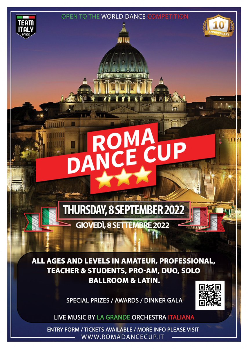 Are you ready for #roma #Dance cup 2022? 10th #anniversary of this marvellous #dancesport #COMPETITION with great authentic panel of #adjudicators