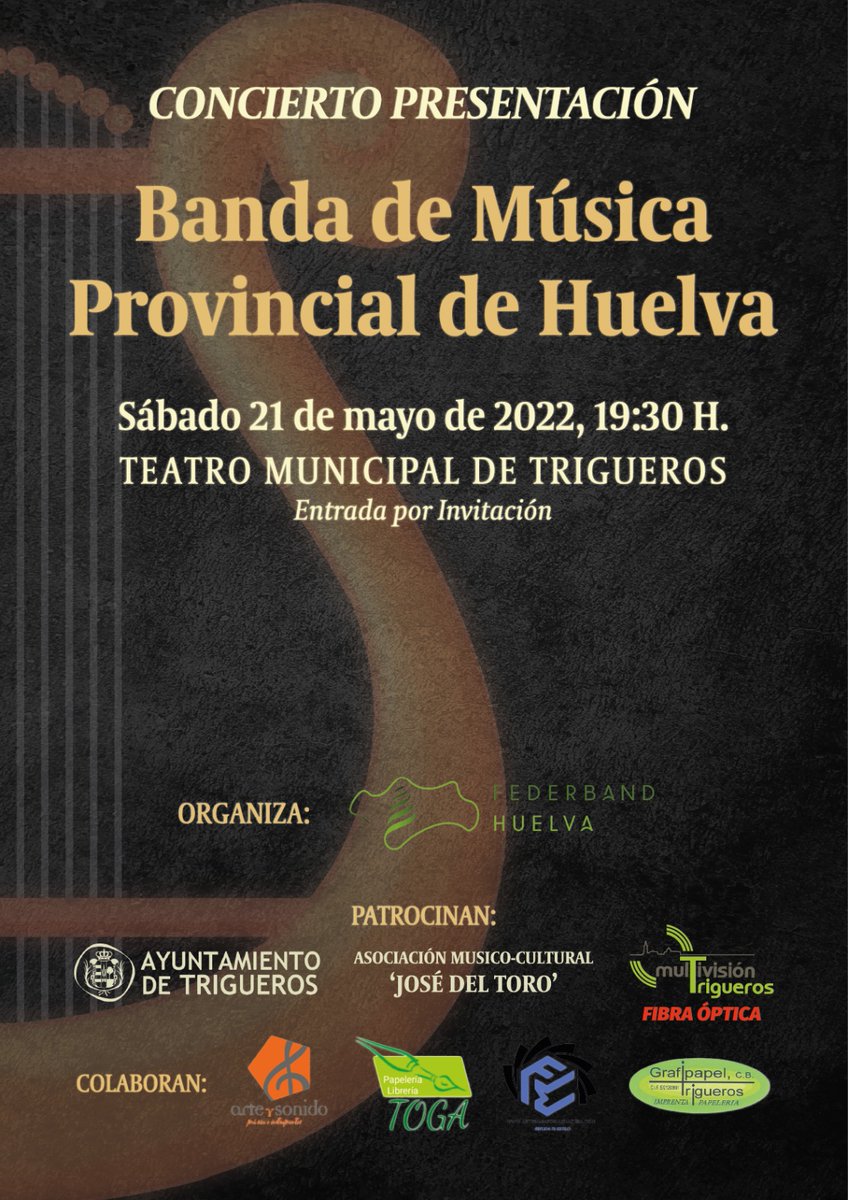 🔴Trigueros acoge el estreno de la Banda de Música Provincial de Huelva👉trigueros.es/es/ayuntamient… <a href="/bandatrigueros/">A.M-C. José del Toro</a> <a href="/federband/">Federación Andaluza de Bandas de Música</a>