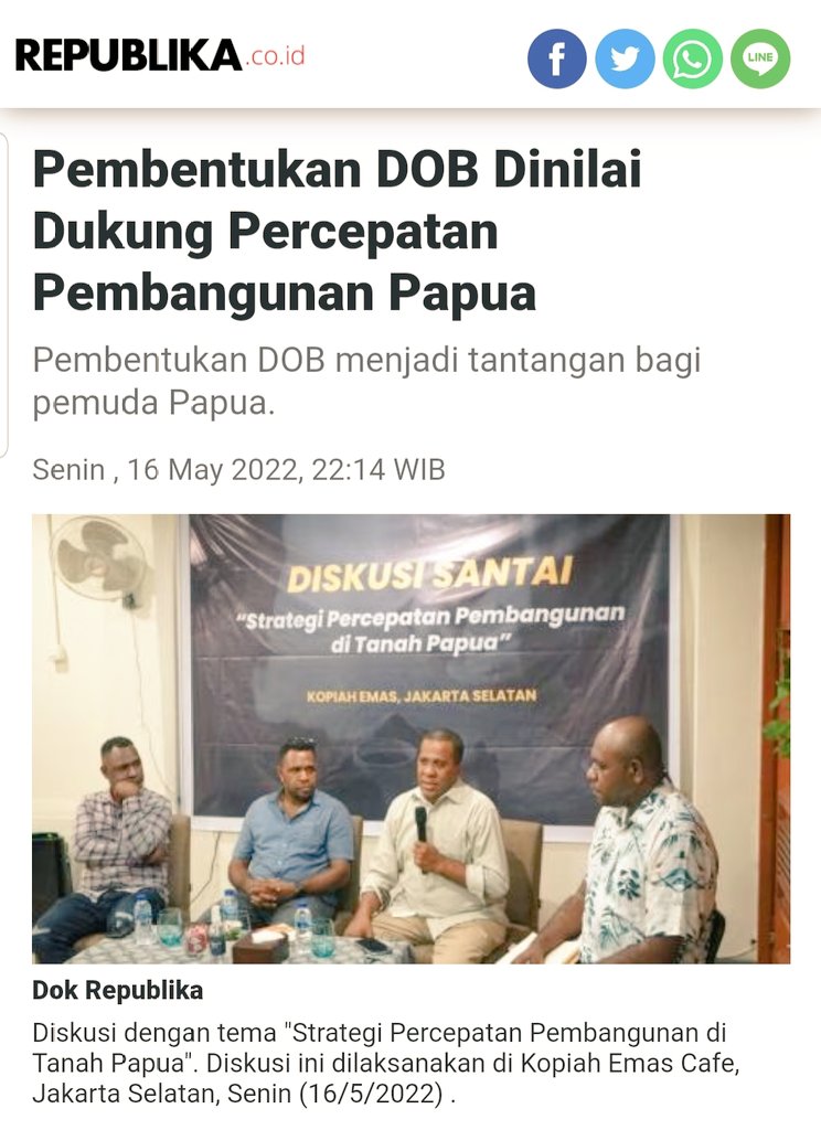 Fatma_Reyna's tweet photo. Percepatan pembangunan di Papua, Dirjen Polpum, @kemendagri melalui Direktorat Kewaspadaan Nasional melaksanakan diskusi dgtema "Strategi Percepatan Pembangunan di Tanah Papua". Dilaksanakan di Kopiah Emas Cafe, Jakarta Senin (16/5/22) dan dihadiri mahasiswa dan pemuda Papua. https://t.co/sfCmvqPSfG