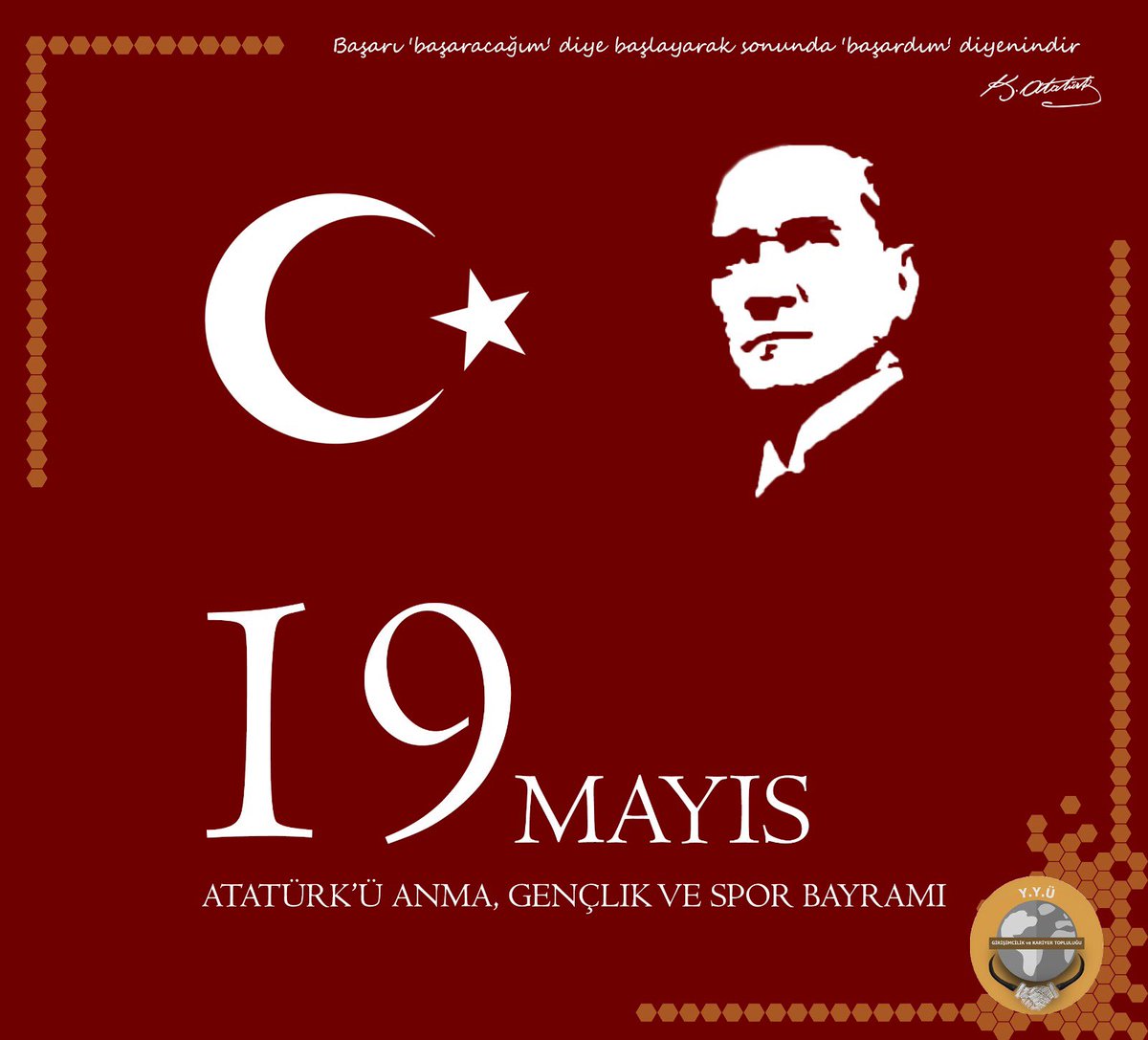 19 Mayıs Atatürk’ü Anma, Gençlik ve Spor Bayramımız kutlu olsun.

#19Mayıs #GençlikVeSporBayramı