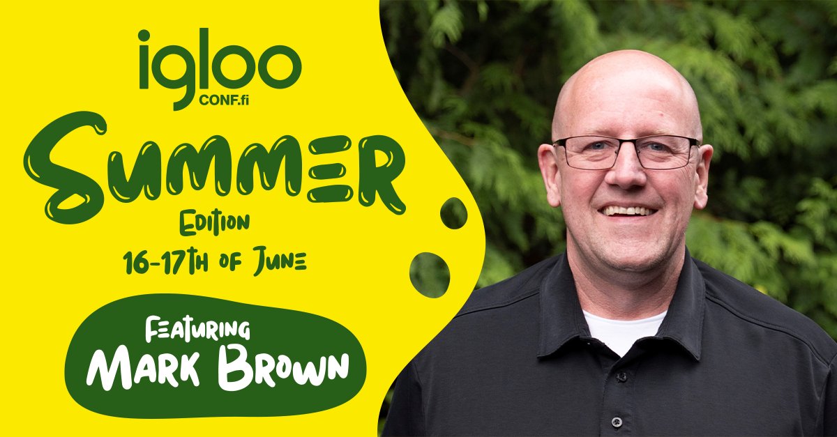 #Microsoft veteran <a href="/markjbrown/">Mark Brown</a> is speaking at #IglooConf! 🤩 Mark has been on #Azure since 2011 and he has worked on Azure Web Apps Service, Redis Cache, Azure Networking and Azure Cosmos DB to name a few.

Come join us LIVE in Helsinki next month!
👉 iglooconf.fi