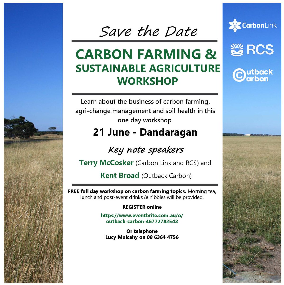 WMG_WA's tweet photo. Carbon Farming & Sustainable Ag workshop June 21 at the Dandaragan Community Recreation Centre.
@KentBroad #carbonfarming #agworkshop https://t.co/zdsWQHMV4a