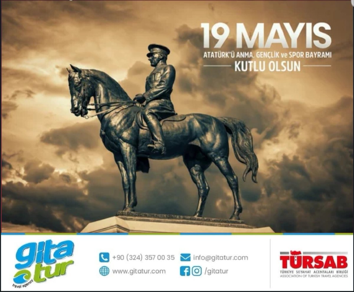 19 Mayıs Atatürk'ü Anma Gençlik ve Spor Bayramı Kutlu Olsun.

#gitatur #mersin #19mayıs