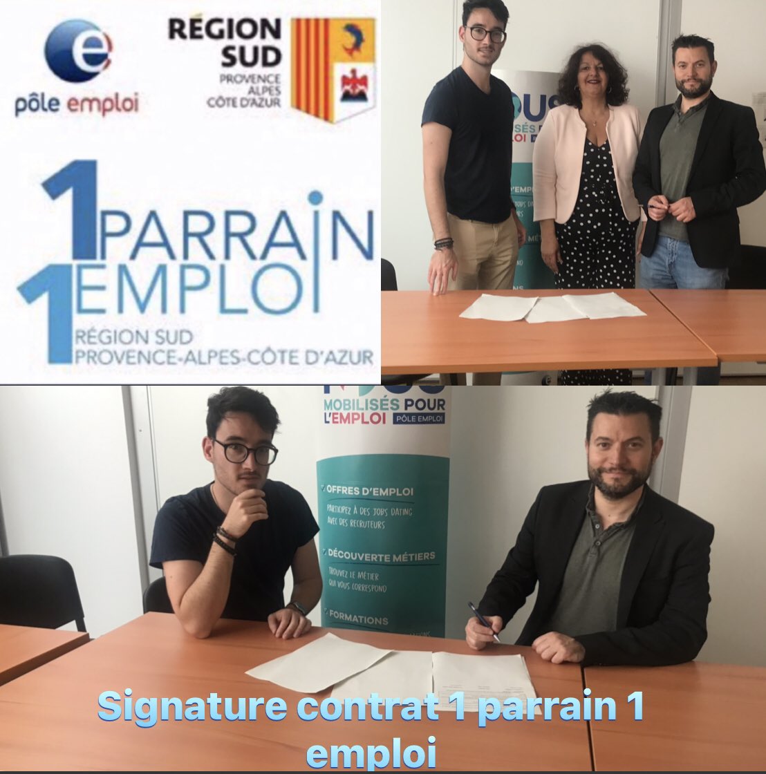GildasBrieau's tweet photo. Avec @poleemploi_VAR Signature à l’agence de #Toulonfoch d’un contrat #1parrain1emploi entre Maître Guillaume TATOUEIX avocat du @CabinetTatoueix et Thibaud SASTRE jeune diplômé de @VilleDeToulon en Master2 en #droitdesaffaires! belle collaboration en perspective!  @MaRegionSud https://t.co/efKrxZMAJS