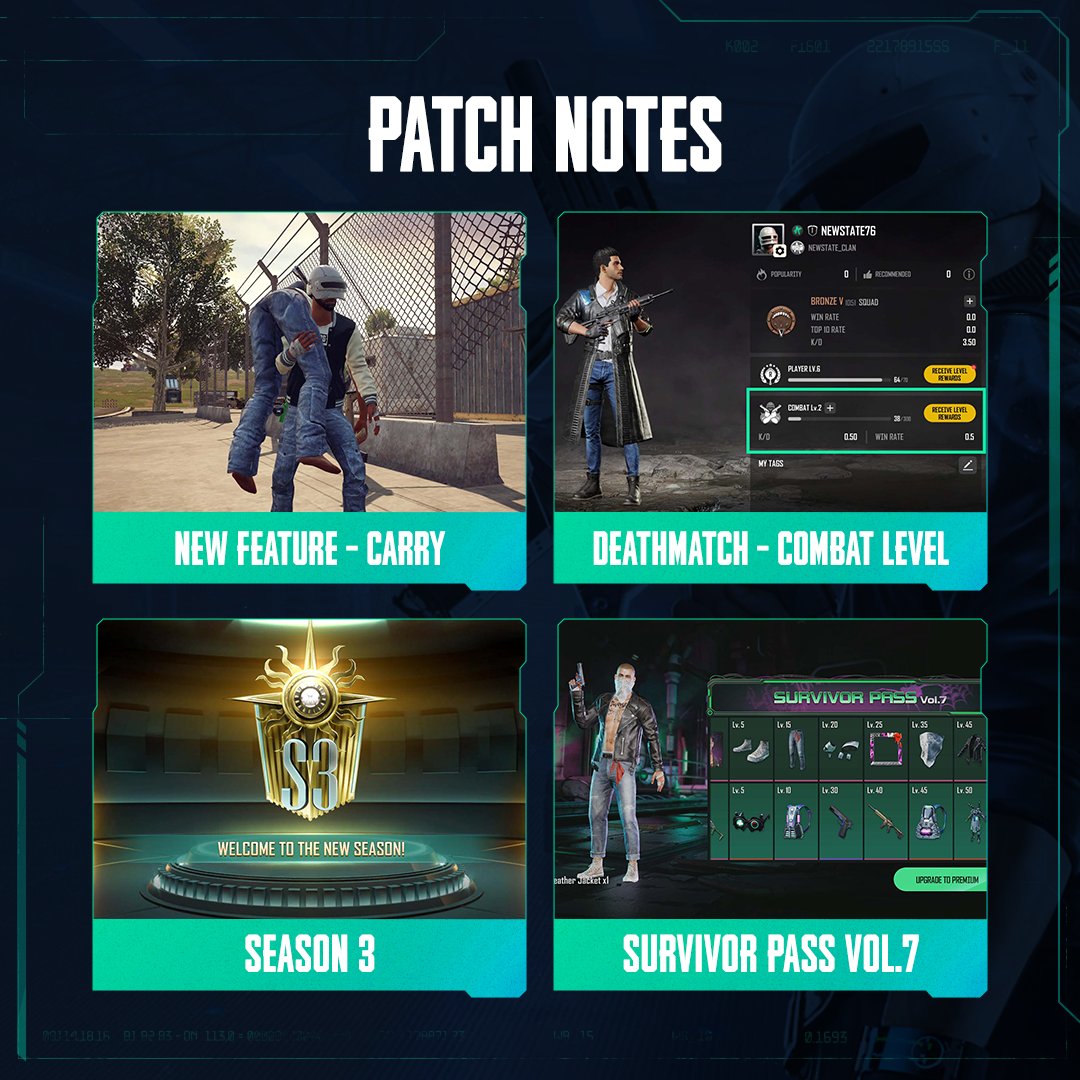 IN_NEWSTATE's tweet photo. Look at some of our newest features coming with today's patch ๐ฅ
Only a few hours left until you get to experience them all ๐
๐ Read the full patch notes - https://t.co/5Qcjga4WA2
#NEWSTATEMOBILEINDIA #NEWSTATEPATCHNOTES https://t.co/hP5PjzFGEw