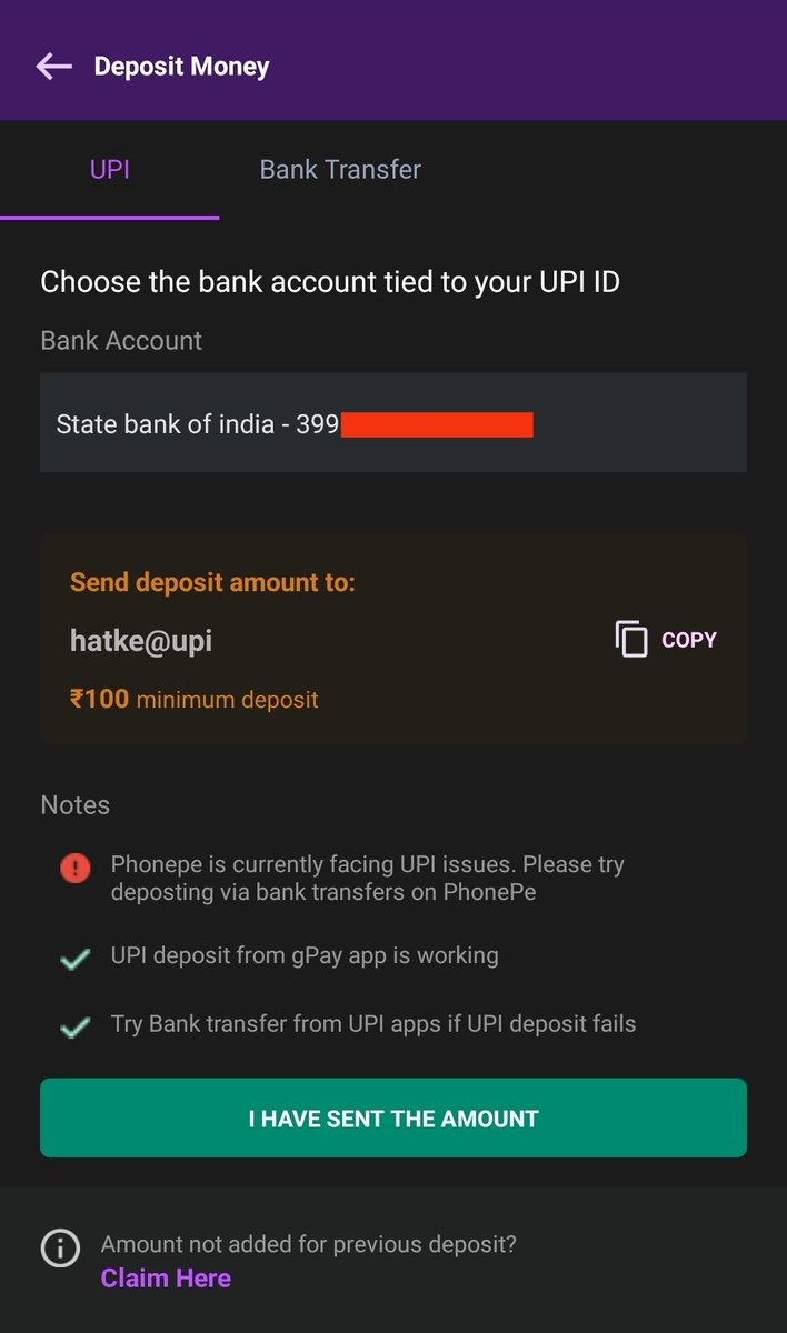 pushpadarshi's tweet photo. @NischalShetty @WazirXIndia can use other INR deposit option just like Bitbns, CoinDCX and Coinswith Kuber. They allow users to pay directly via UPI, IMPS, NEFT &amp; RTGS to their bank account. WazirX can apply these simple payment option for INR deposit.

Here is the proof 👇🏼 https://t.co/d463n6tUKO