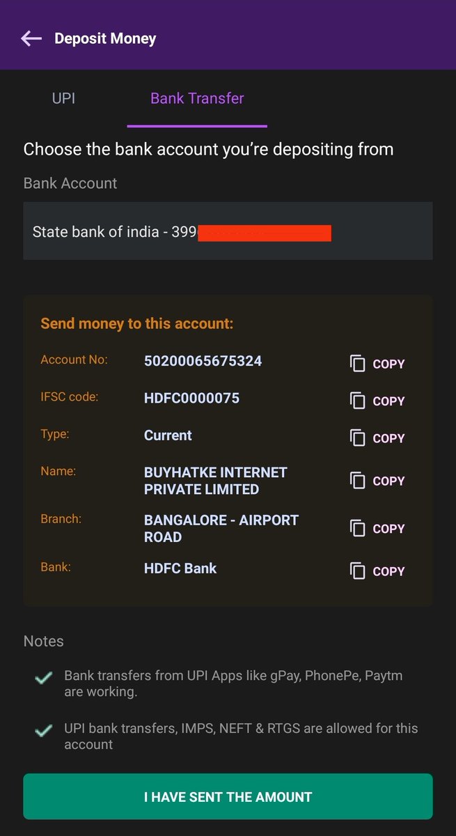 pushpadarshi's tweet photo. @NischalShetty @WazirXIndia can use other INR deposit option just like Bitbns, CoinDCX and Coinswith Kuber. They allow users to pay directly via UPI, IMPS, NEFT &amp; RTGS to their bank account. WazirX can apply these simple payment option for INR deposit.

Here is the proof 👇🏼 https://t.co/d463n6tUKO