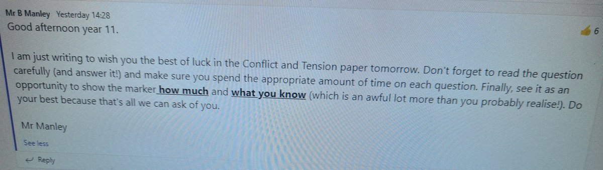 HistoryManley's tweet photo. Last minute rally cry for my year 11 students before the Conflict and Tension paper this morning. https://t.co/KHddZZrd2a