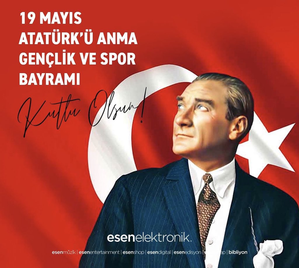 esenshop's tweet photo. 19 Mayıs Atatürk'ü Anma Gençlik ve Spor Bayramı'mız Kutlu Olsun... 
#19Mayıs1919
#MustafaKemalAtatürk https://t.co/WdfsfRgvsD