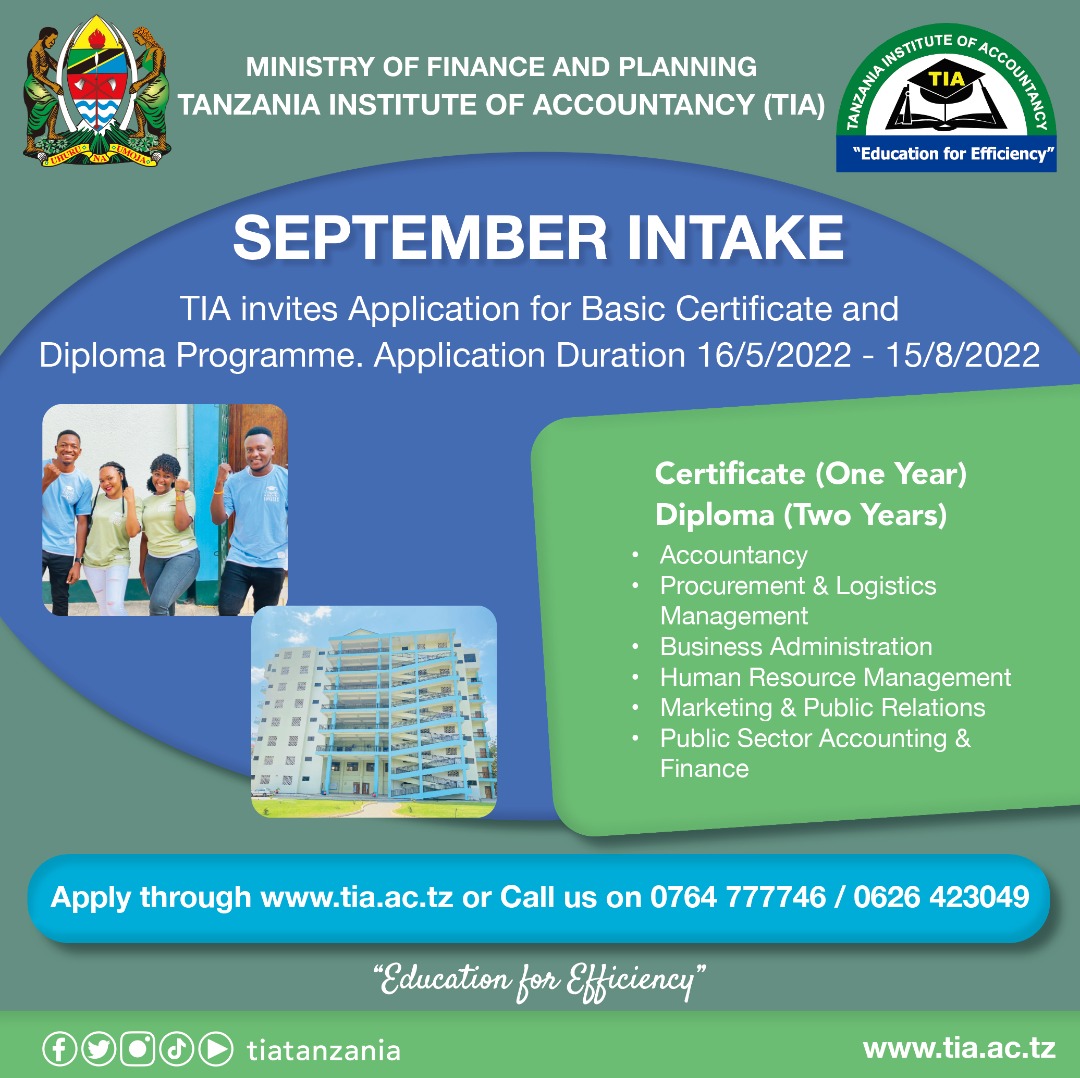 Tanzania Institute of Accountancy (TIA) on Twitter "September Intake