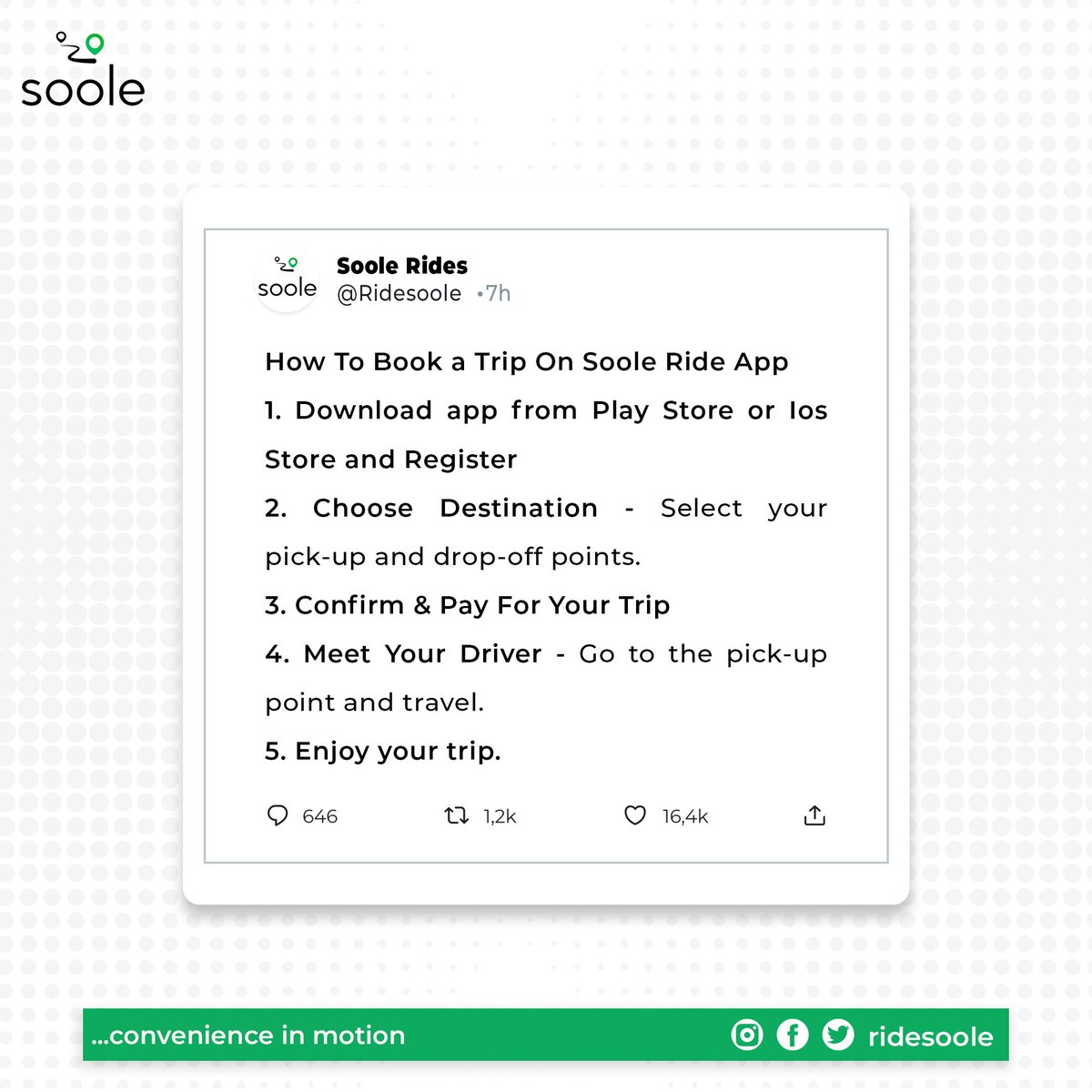 RideSoole's tweet photo. Travel with Soole in 5 steps. It's easy and straightforward. 👇👇 https://t.co/eUt827Blnp