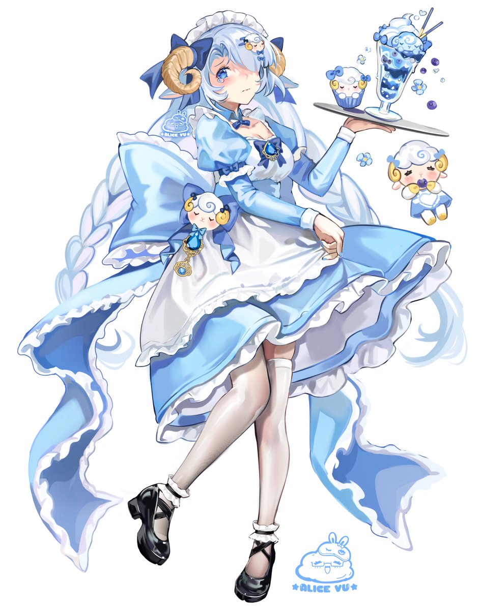 「Blue sheep maid 🐏
Another piece paint d」|Alice Vu ☁️✨ Vtuber Debut: TBAのイラスト